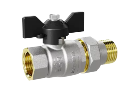 Кран шаровой латунный LD 47.32.В-ГШ.Б Ду 32 Ру 25 (бабочка с бир.) купить с доставкой по РФ