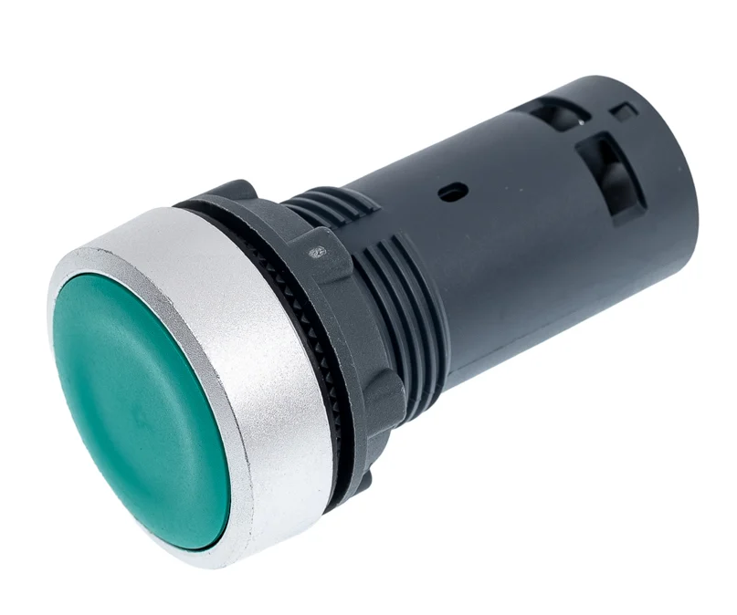 Кнопка Systeme Electric SB7 моноблочная 22мм зеленая с возвратом, металл, 1НО, IP65 купить с доставкой по РФ