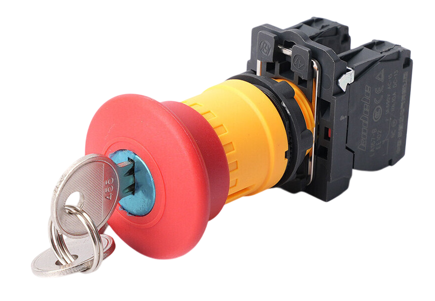 Кнопка аварийного останова Systeme Electric SB5 в сборе 22мм 40мм ключ пластик 1НЗ купить с доставкой по РФ