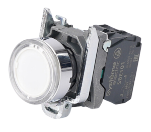 Кнопка Systeme Electric SB4 с подсветкой в сборе модульная 22мм белая металл 24ВDC 1НО