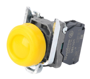 Кнопка Systeme Electric SB4 в сборе модульная 22мм выступающая желтая с возвратом металл 1НО