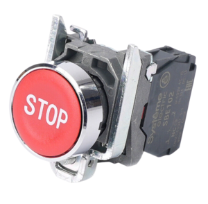 Кнопка Systeme Electric SB4 в сборе модульная 22мм красная металл 1НЗ с маркировкой STOP