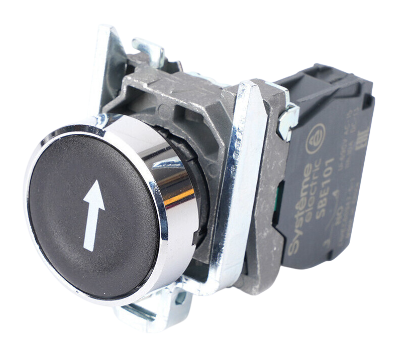 Кнопка Systeme Electric SB4 в сборе модульная 22мм черная металл 1НО с марк стрелка вниз купить с доставкой по РФ