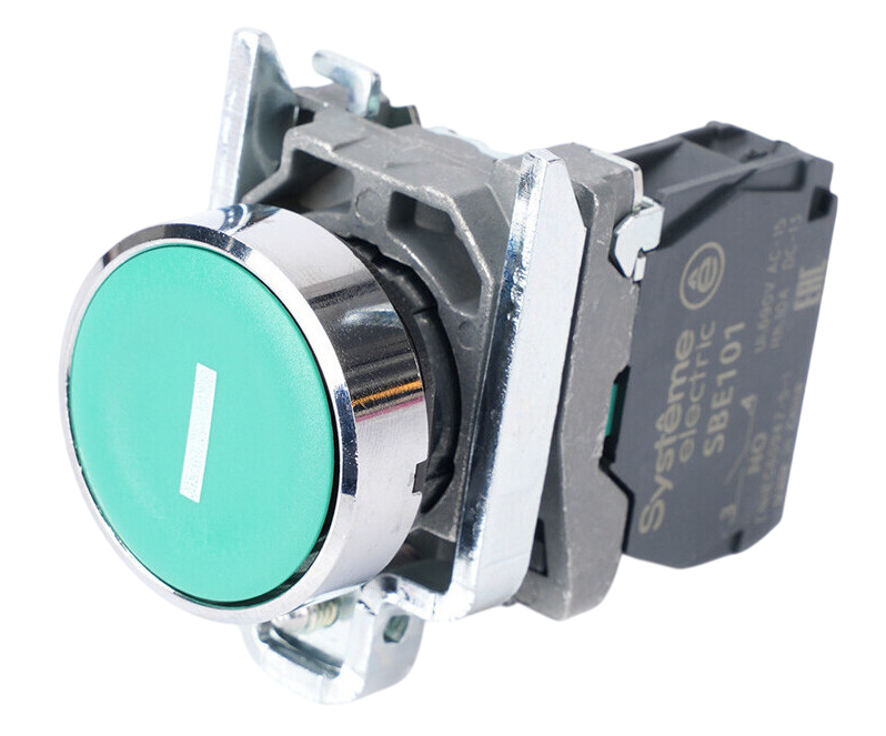 Кнопка Systeme Electric SB4 в сборе модульная 22мм зеленая металл 1НО с маркировкой I купить с доставкой по РФ