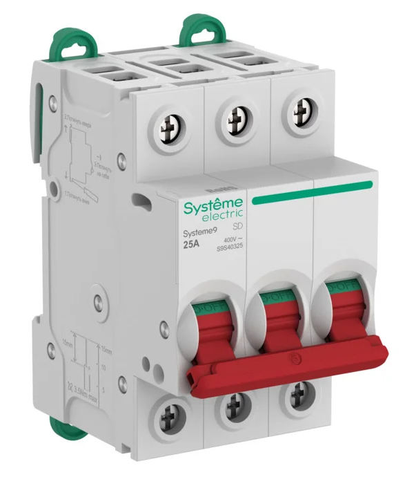 Выключатель нагрузки (ВН) Systeme Electric Systeme9 3P 25A 400В купить с доставкой по РФ
