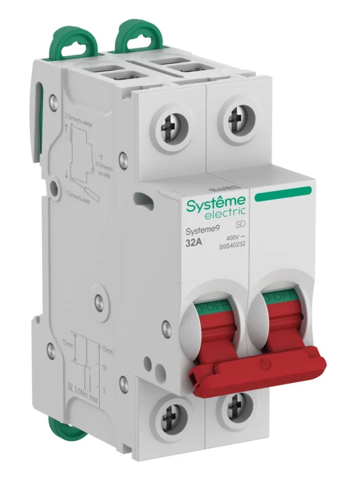 Выключатель нагрузки (ВН) Systeme Electric Systeme9 2P 32A 400В купить с доставкой по РФ