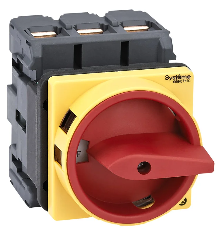 Выключатель-разъединитель Systeme Electric 3p 80a с красной рукояткой на дверцу 4 винтами купить с доставкой по РФ