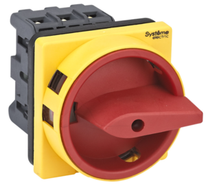 Выключатель-разъединитель Systeme Electric 3p 25a с красной рукояткой на дверцу 4 винтами