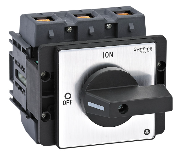 Выключатель-разъединитель Systeme Electric 3p 175a с чёрной рукояткой на дверцу 4 винтами купить с доставкой по РФ