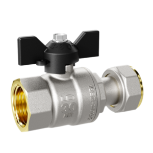 Кран шаровой латунный LD Pride 47.15.В-НкГк.У.Б Ду15 Ру40 угловой, с накидной гайкой (бабочка)