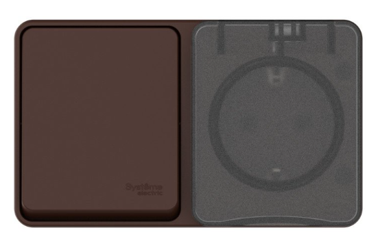 Блок: розетка з/к со шт. 16А, выключатель 1-клав.10А, Systeme Electric AtlasDesign PROFI IP54 О/У коричневый купить с доставкой по РФ