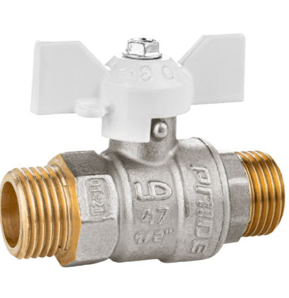 Кран шаровый латунный LD никелированный 11б27п1 Ду20 Ру40 (3/4') НР/НР бабочка купить с доставкой по РФ