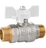 Кран шаровый латунный LD никелированный 11б27п1 Ду20 Ру40 (3/4') НР/НР бабочка купить с доставкой по РФ