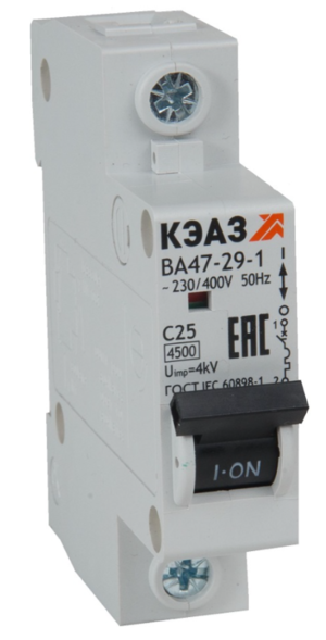 Выключатель автоматический модульный ВА47-29-1B10-УХЛ3 (4,5кА)-КЭАЗ 318180