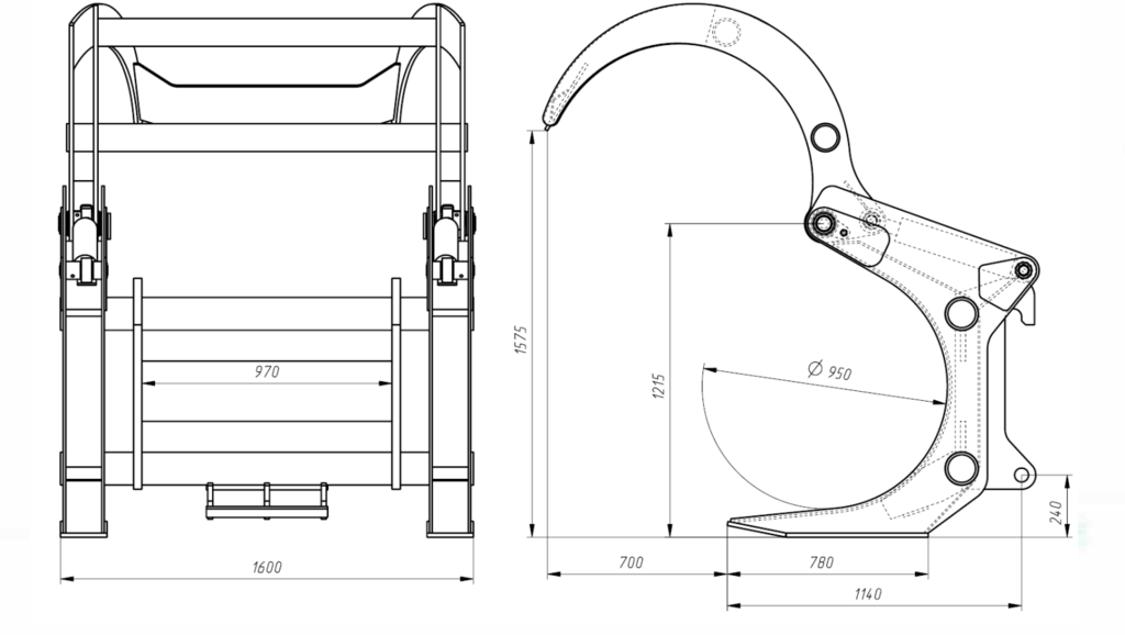 Бревнозахват на фронтальный погрузчик GreatRock FLG-1000 заказать со складов по всей России
