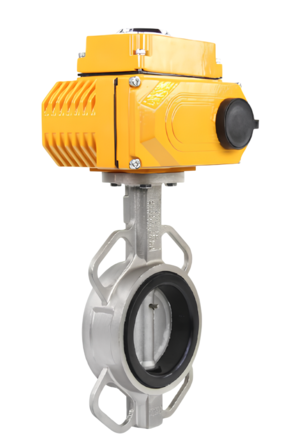 Затвор дисковый поворотный DN.ru WBV3232E-2W-Fb-H Ду100 Ру16, корпус - нержавеющая сталь 316L, диск - нержавеющая сталь 316L, уплотнение - EPDM, с электроприводом DN.ru QT-N-010EM-A1-220VAC-У1 220В (4-20мА) HARK