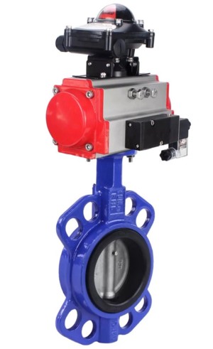 Затвор дисковый поворотный DN.ru WBV3432N-2W-Fb-H Ду150 Ру16, корпус - углеродистая сталь WCB, диск - нержавеющая сталь 316L, уплотнение - NBR, с пневмоприводом DN.ru PA-DA-130, пневмораспределителем 4V320-10 220В, БКВ APL-210N и БПВ AFC2000