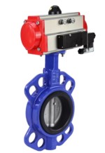 Затвор дисковый поворотный DN.ru WBV3432N-2W-Fb-H Ду150 Ру16, корпус - углеродистая сталь WCB, диск - нержавеющая сталь 316L, уплотнение - NBR, с пневмоприводом DN.ru PA-DA-130, пневмораспределителем 4V320-08 220В и БПВ AFC2000 купить с доставкой по РФ