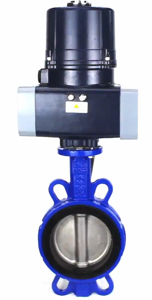 Затвор дисковый поворотный DN.ru WBV3432N-2W-Fb-H Ду150 Ру16, корпус - углеродистая сталь WCB, диск - нержавеющая сталь 316L, уплотнение - NBR, с электроприводом DN.ru QTSA-N-030EM-O0-220VAC с пружинным возвратом купить с доставкой по РФ
