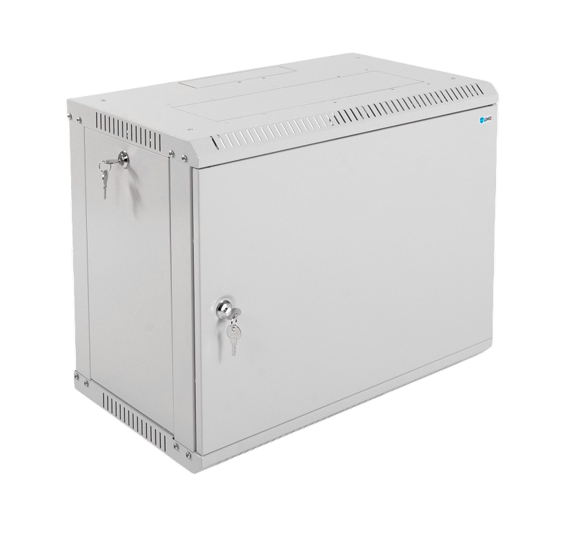 Коммутационный шкаф настенный 19" 9U ЦМО ШРН-Э-9.350.1 металлическая дверь серый купить с доставкой по РФ