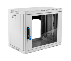 Коммутационный шкаф настенный 19" 9U ЦМО ШРН-9.350 стеклянная дверь серый