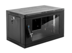 Коммутационный шкаф настенный 19" 6U ЦМО ШРН-6.500-9005 стеклянная дверь черный купить с доставкой по РФ
