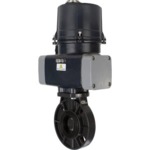 Затвор дисковый поворотный DN.ru WBV4242E-2W-Fb-ISO Дн200 Ру10 межфланцевый, корпус - НПВХ, диск - НПВХ, уплотнение - EPDM, с электроприводом DN.ru QTSA-N-014EM-O0-220VAC с пружинным возвратом купить с доставкой по РФ