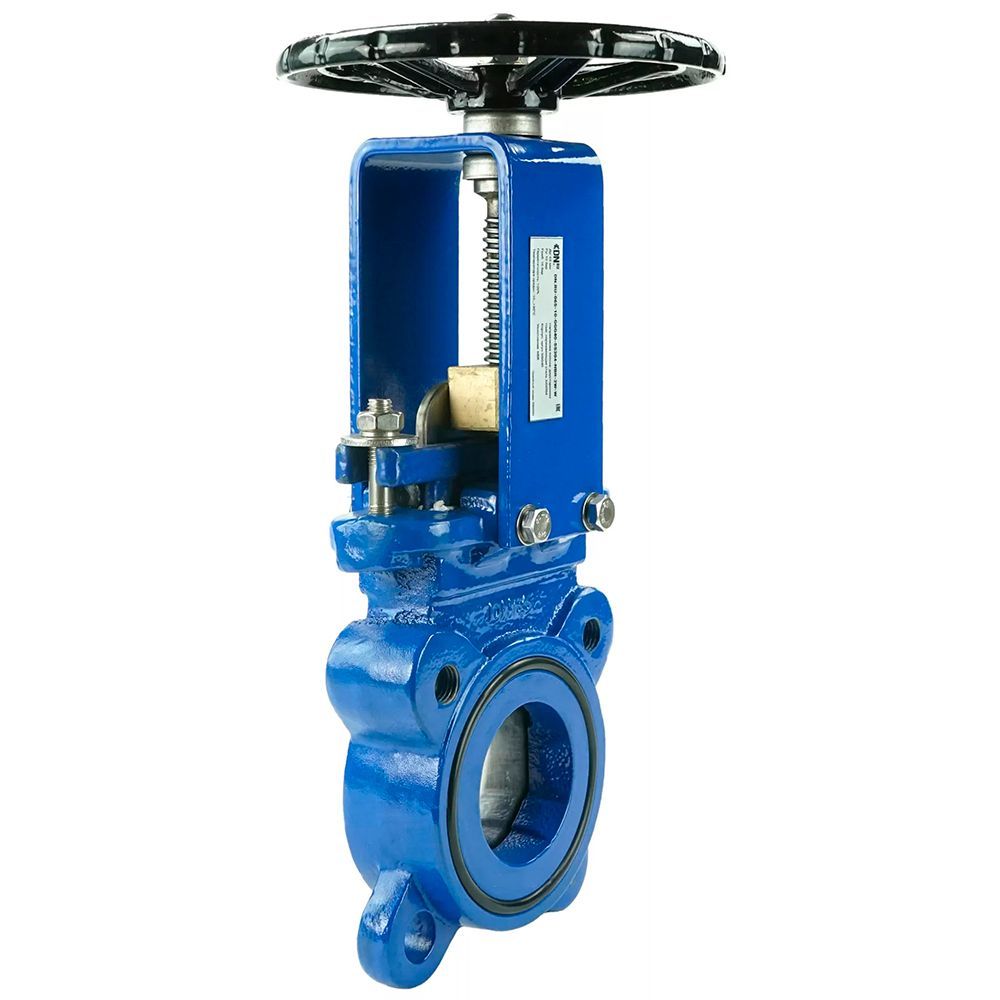 Задвижка шиберная DN.ru GVKN1331N-2W-Fb-S Ду65 Ру16 двусторонняя, межфланцевая, шпиндель - невыдвижной, корпус - чугун GGG40, шибер - нержавеющая сталь 304, уплотнение - NBR, управление - штурвал, купить с доставкой по РФ