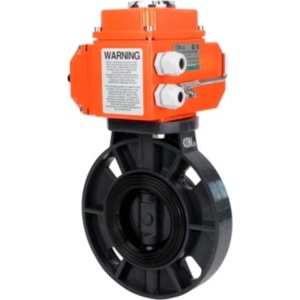 Затвор дисковый поворотный DN.ru WBV4242E-2W-Fb-ISO Дн200 Ру10 межфланцевый, корпус - НПВХ, диск - НПВХ, уплотнение - EPDM, с электроприводом DN.ru QT-N-020EM-O1-24VDC-У1 HARK