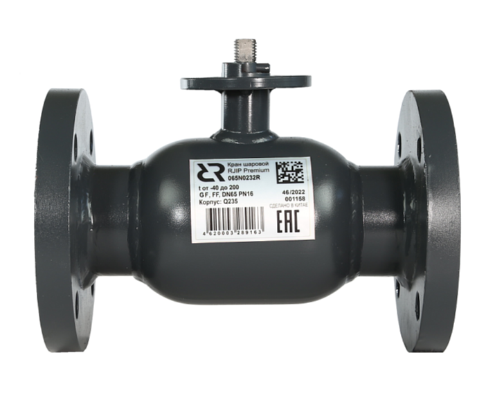 Шаровой кран Ридан JiP-R Premium FF фланцевый без редуктора со стандартным проходом, фланцем под электропривод, Ду 100 купить с доставкой по РФ