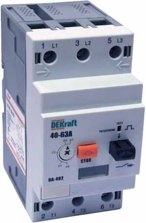 Выключатель автоматический для защиты электродвигателей Dekraft ВА 402 40-63А 35кА 3p