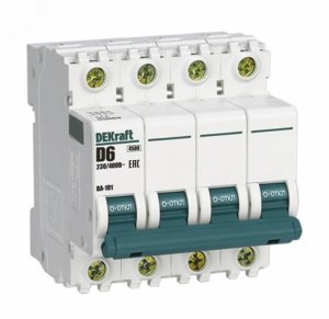 Автоматический выключатель Dekraft ВА-101 4P 6А D 4.5кА