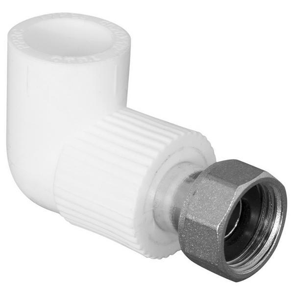 Угольник TEBO бел. PP-R 90 град. с накидной гайкой 25х3/4" (20/100) купить с доставкой по РФ