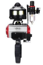 Затвор дисковый поворотный DN.ru WBV4242E-2W-Fb-ISO Дн150 Ру10 межфланцевый, корпус - НПВХ, диск - НПВХ, уплотнение - EPDM, с пневмоприводом PA-SA-105, пневмораспределителем 4M310-08 24В и БКВ APL-510N EX купить с доставкой по РФ