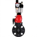 Затвор дисковый поворотный DN.ru WBV4242E-2W-Fb-ISO Дн150 Ру10 межфланцевый, корпус - НПВХ, диск - НПВХ, уплотнение - EPDM, с пневмоприводом PA-SA-105, пневмораспределителем 4M310-08 24В и БПВ AFC2000 купить с доставкой по РФ