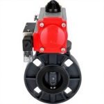 Затвор дисковый поворотный DN.ru WBV4242E-2W-Fb-ISO Дн150 Ру10 межфланцевый, корпус - НПВХ, диск - НПВХ, уплотнение - EPDM, с пневмоприводом PA-SA-105 и пневмораспределителем 4M310-08 24В купить с доставкой по РФ