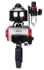 Затвор дисковый поворотный DN.ru WBV4242E-2W-Fb-ISO Дн50 Ру10 межфланцевый, корпус - НПВХ, диск - НПВХ, уплотнение - EPDM, с пневмоприводом PA-DA-052, пневмораспределителем 4M310-08 220В, БКВ APL-510N EX и БПВ AFC2000 купить с доставкой по РФ