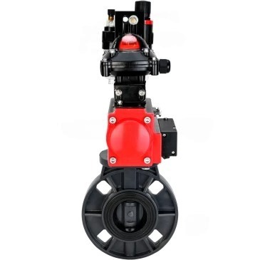 Затвор дисковый поворотный DN.ru WBV4242E-2W-Fb-ISO Дн80 Ру10 межфланцевый, корпус - НПВХ, диск - НПВХ, уплотнение - EPDM, с пневмоприводом PA-DA-052, пневмораспределителем 4M310-08 220В, БКВ APL-210N и БПВ AFC2000 купить с доставкой по РФ