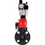 Затвор дисковый поворотный DN.ru WBV4242E-2W-Fb-ISO Дн150 Ру10 межфланцевый, корпус - НПВХ, диск - НПВХ, уплотнение - EPDM, с пневмоприводом PA-DA-065, пневмораспределителем 4M310-08 220В и БПВ AFC2000 купить с доставкой по РФ