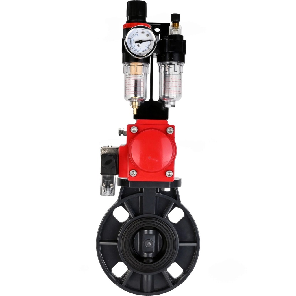 Затвор дисковый поворотный DN.ru WBV4242E-2W-Fb-ISO Дн125 Ру10 межфланцевый, корпус - НПВХ, диск - НПВХ, уплотнение - EPDM, с пневмоприводом PA-DA-065, пневмораспределителем 4M310-08 220В и БПВ AFC2000 купить с доставкой по РФ