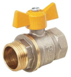 Кран шаровой Баз 11Б27п Dn25 Pn40 газ вр/нр бабочка никель, серия Standart