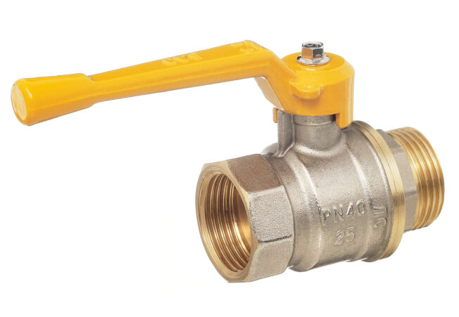 Кран шаровой Баз 11Б27п Dn20 Pn40 газ вр/нр рычаг никель, серия Standart купить с доставкой по РФ