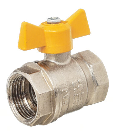 Кран шаровой Баз 11Б27п Dn20 Pn40 газ вр/вр бабочка никель, серия Standart купить с доставкой по РФ