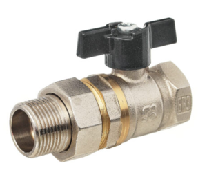 Кран шаровой Баз 11Б27п Dn25 Pn40 «американка» бабочка никель, серия Standart