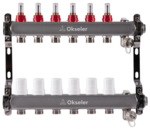 Блоки коллекторные Okseler с расходомерами, дренажным краном и краном Маевского 6 выходов, 1 x 3/4 купить с доставкой по РФ