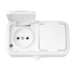 Комбинированное устройство BYLECTRICA пралеска аква 1кл. + розетка б/з IP54 белый