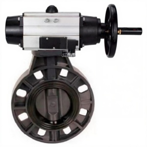 Затвор дисковый поворотный DN.ru WBV4242E-2W-Fb-ISO Дн125 Ру10 межфланцевый, корпус - НПВХ, диск - НПВХ, уплотнение - EPDM, с пневмоприводом PA-DA-105-1 и пневмораспределителем 4M310-08 220В