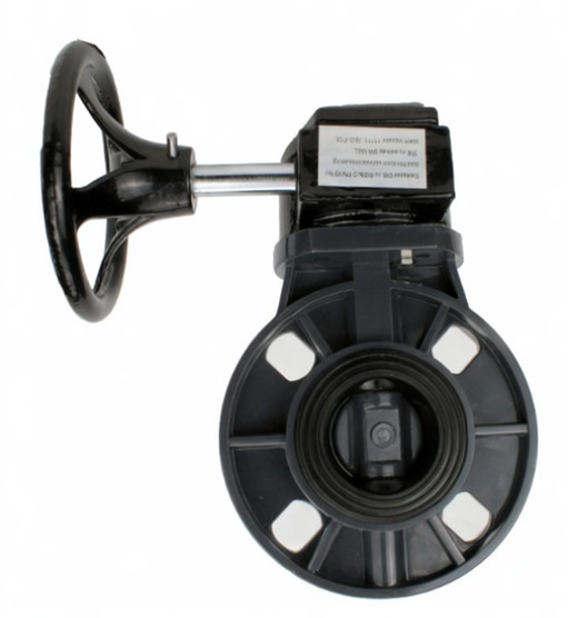 Затвор дисковый поворотный DN.ru WBV4242E-2W-Fb-ISO Дн50 Ру10 межфланцевый, корпус - НПВХ, диск - НПВХ, уплотнение - EPDM, с редуктором RDN RQN1-150Z-T24 купить с доставкой по РФ