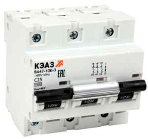 Выключатель автоматический трехполюсный КЭАЗ 50А B ВА47-100-3B50-УХЛ3