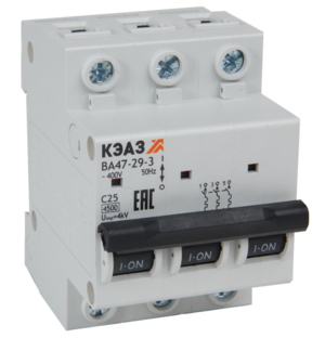 Выключатель автоматический трехполюсный КЭАЗ 3А C ВА47-29-3C3-УХЛ3